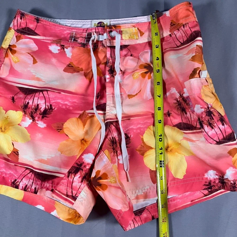 Hard Rock‎ Hotel Las Vegas Mens Size 9 Small Floral Swim Board Shorts Pink